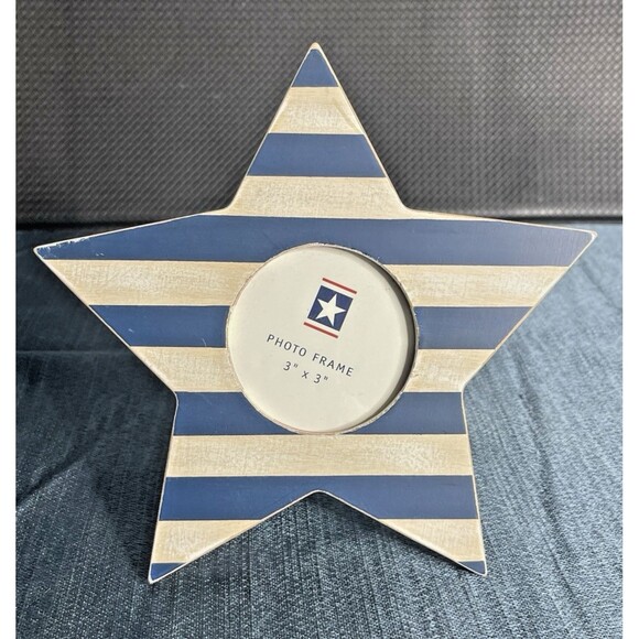 Star American Flag USA Patriotic Picture Frame 3x3 Photo Frame - Picture 1 of 3